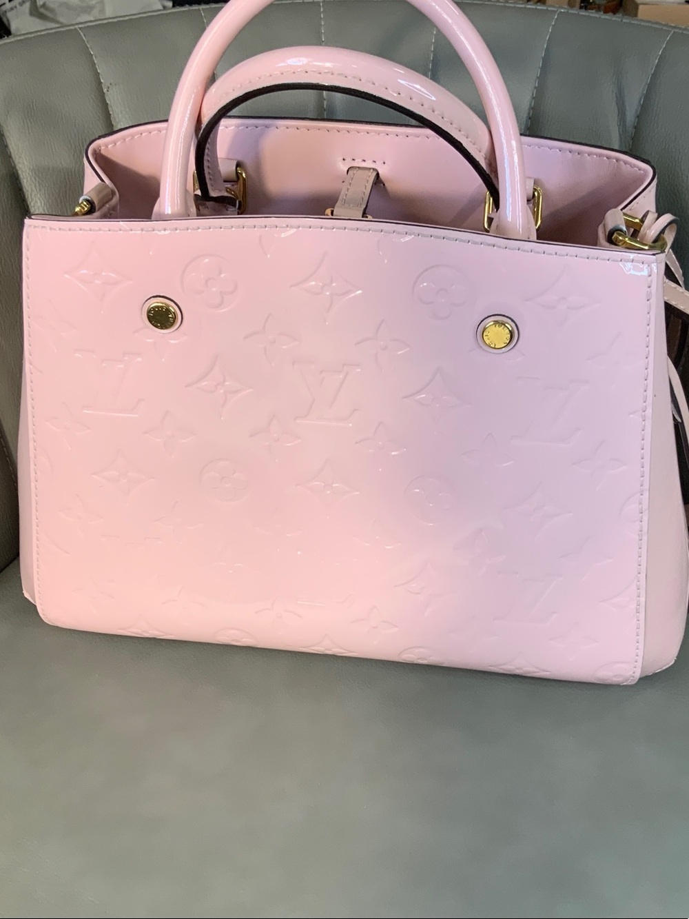 Louis Vuitton Light Pink Vernis Embossed Satchel